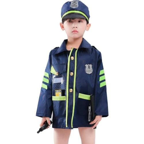 Halloween Cosplay Costumes for Children Police Uniforms Kindergarten Traffic Police Role-Playing Professional Uniforms Disguise