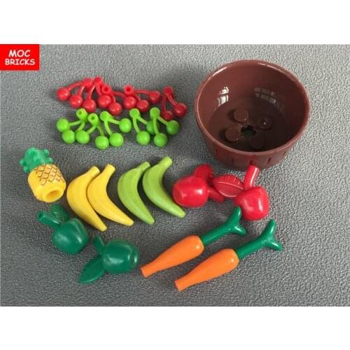 MOC Bricks Food Fruit apple banana pineapple carrot cherry Educational Building blocks toys kids gift Compatible All Brands