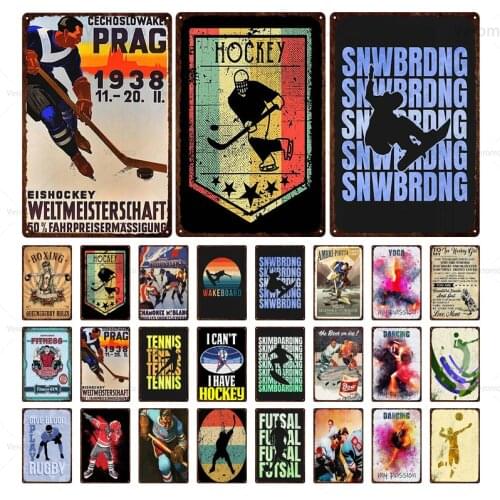 Boxing Hockey Dancing Metal Sports Sign Tin Sign Poster Plaque Metal Vintage Retro Wall Decor for Bar Pub Club Man Cave Plate