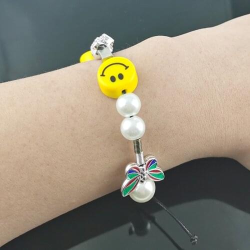 Kpop Fashion Rope Bangle Bracelet for Men Dice Skull Pearl Yellow Smiley Face Multicolor Butterfly Necklace Hip Hop Bracelet