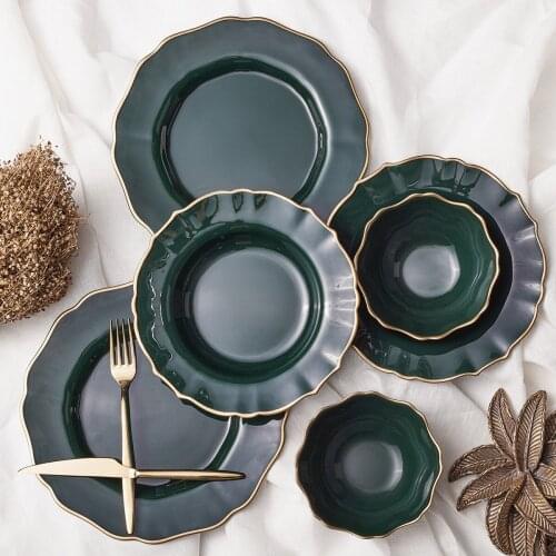 18 piece 6 Personality Porcelain Dinner set Dinner Plate Dessert plate soup Plate english porcelain ceramic plate and dinnerware