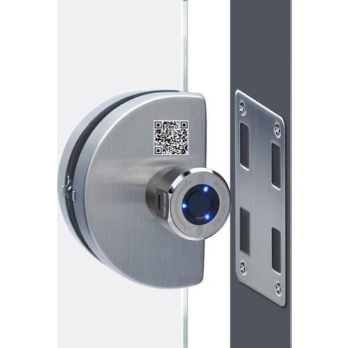 New glass door fingerprint lock mobile phone bluetooth management office free perforated glass double door stainless steel smart