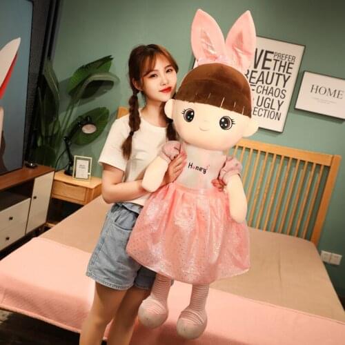 50/65cm Huge Kawaii Plush Girl Dolls with Rabbit Ear Soft Stuffed Dolls Lovely Plush Toys Girl Toys Kids Birthday Valentine Gift