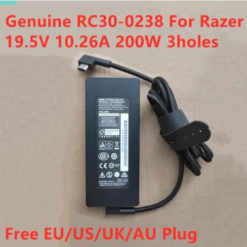 Genuine 19.5V 10.26A 200W 3holes RC30-0238 AC Power Supply Adapter For Razer RC30-02380100 BLADE 15 RZ09-02385 Laptop Charger