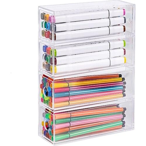 PS Drawer Type Desktop Organizer Pen Pencil Storage Box Makeup Lipstick Shelf Office School Stationery Supplies 2020