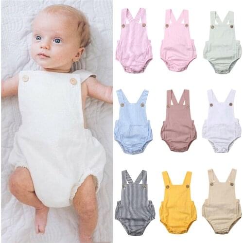Pudcoco Baby Infant Rompers Kids Boy Girl Romper Tops Cross Bib Sunsuit Summer Clothes Outfits Set 11 Colors For 0-3Years