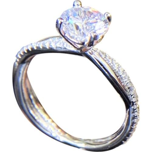 Luxury White Gold Rings for Women Shine 1.25ct Diamond Wedding Engagement Bridal Jewelry Elegant Rings Fine Accessories Gift