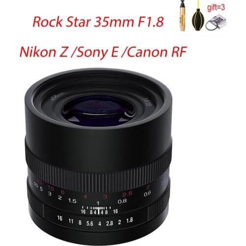 Rock Star RockStar 35mm F1.8 FULL FRAME Wide-angle standard fixed focus lens Manual Focus lens for Sony E Canon RF Nikon Z