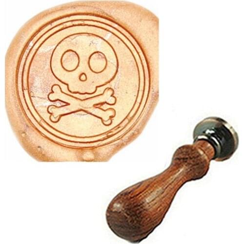 Cute Skull Bone Wax Seal Stamp, Brass Head with Wooden Handle, Wedding Invitation Wax Seal Sealing