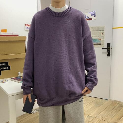 Soild Color Casual Male Clothing Mens Winter Warm Sweater Korean Streetwear Fashion Pullovers Sweater Autumn