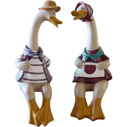 Creative Resin Duck Statue Crafts Desktop Handicraft Animal Model Decor for Room Living Room Courtyard