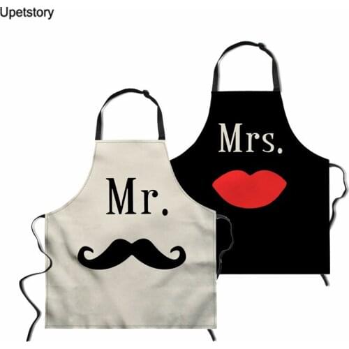 Upetstory Wedding Engagement Gift Kitchen Apron Set Wedding Favors and Gifts Mr and Mrs Aprons Couple Aprons Wedding Party Gift
