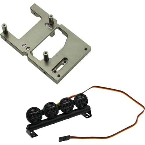 Steering Servo Warehouse Fixed Mounting Bracket with LED Roof Light Bar Spotlight, for MN D90 WPL D12 C14 C24 RC Car