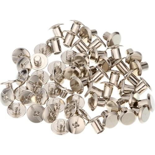 100pcs M5x6mm Iron-nickel-plated screw books Fingertight Picture books screw rivets albums butt recipes leaflet nail M5Hardware