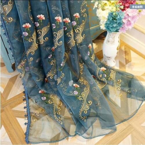 High-End American Pastoral Embroidered Morden Curtain Luxury Curtains for Living Room Bedroom Fashion Voile Curtain