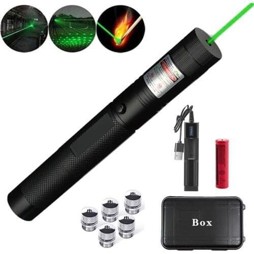 High Powerful 10000m 532nm Green Laser Sight Lasers Pointer Pen Adjustable Focus Red Laser with Lazer Head Burning Match