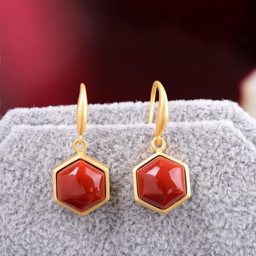 Fashion small fresh jewelry S925 sterling silver gold-plated ladies Southern Red earrings