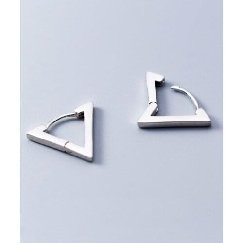 MloveAcc Genuine 925 Sterling Silver Earrings for Women Triangle Simple Small Hoop Earring Minimalist Jewelry