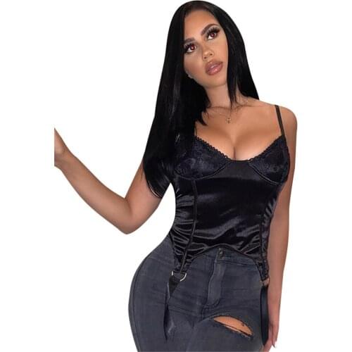 Women Sexy Velvet Satin Crop Cami Top Vintage Spaghetti Strap Sleeveless Lace Patchwork Camisole With Ribbons