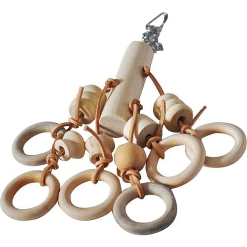 Bird Chew Toys, Bird Cage Hanging Ring Toys, Beads Block Chewing Toy for Conure Parakeet Cockatiel Cockatoo African Grey Macaw