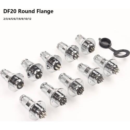 1Set DF20 GX20 Circular Flange Electric Aviation Plug Socket M19 2/3/4/5/6/7/8/9/10/12 Pin Male Female Wire Connector With cover