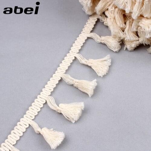 45mm 5yards/lot Cotton Lace Ribbon Beige Fringe Tassel Lace DIY Sewing Craft Handmamde Garments Accessories Supplier