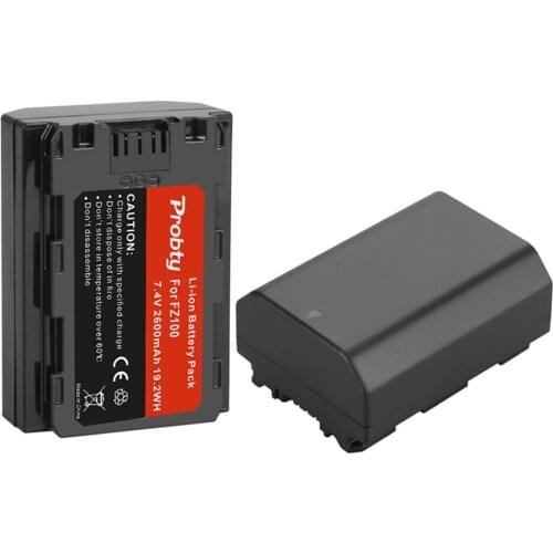 2Pcs 2600mAh NP-FZ100 NP FZ100 Camera Battery Akkus For Sony NPFZ100 Z-Series, Alpha A7 III, A7R III, A9, A9R, A9S, A6600