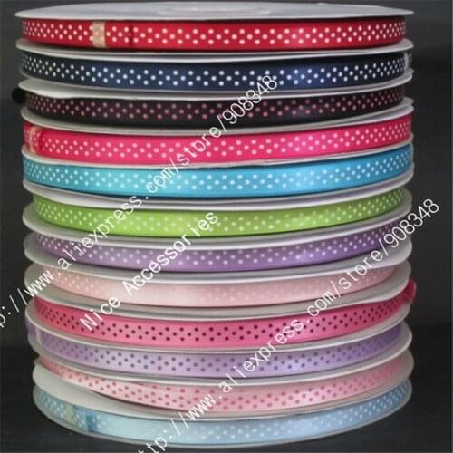 3/8" 9mm 100% polyester dots printed satin ribbon Spots Hair Gift Ribbons Accessories S09