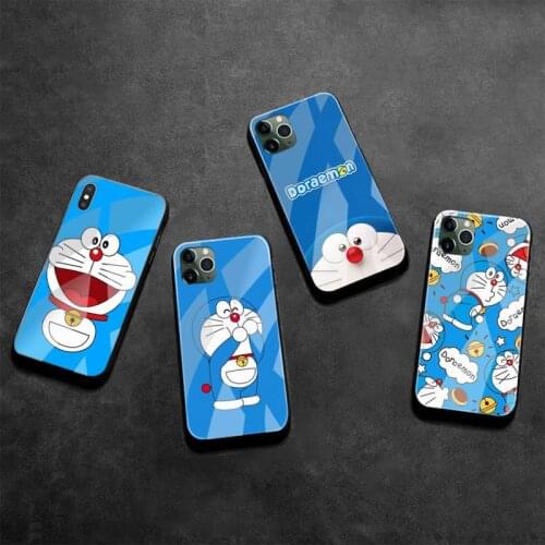 Cartoon Cat Doraemons Phone Case Tempered Glass For iPhone 12 Pro Max Mini 11 Pro XR XS MAX 8 X 7 6S 6 Plus SE 2020 cover