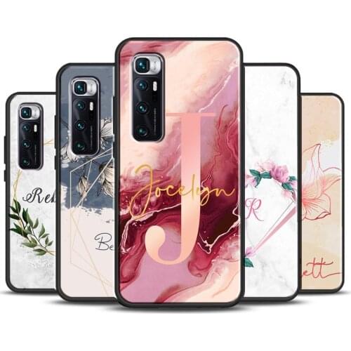 PERSONALISED initials name floral Case For POCO M3 Pro F3 X3 Back Cover For Xiaomi Mi 11 Lite Note 10 Mi 11 Ultra 10T Pro