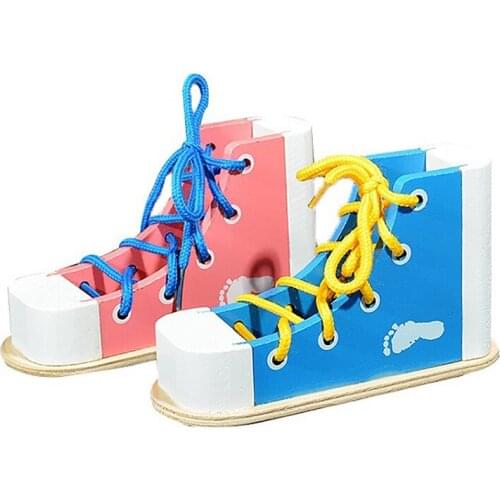 Wooden Montessori Early Childhood Teaching Aids Toys Children Wear Shoelaces Life Games Kindergarten Fun Educational Toys Gifts