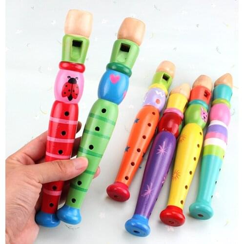 Wooden Kid Short Flute Sound Musical Instrument Early Education Develop Type 6-Holes Recorder Woodwind Musical Instruments
