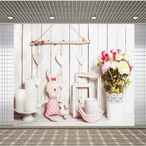 Lyavshi Photography Backdrops Bear flowers Indoor scene Photographic Studio Photo Background Birthday Decorations Prop