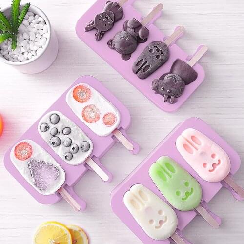 Ice Cream Mold Popsicle Molds DIY Homemade Cartoon Ice Cream Popsicle Ice Maker Mould For Kitchen Food Free 50pcs Woode Stick