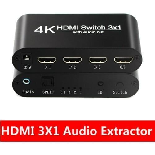 HDMI Audio Extractor Converter 5.1CH/ 2CH Audio Splitter 4k Stereo Analog HDMI to HDMI Optical SPDIF Adapter Converters
