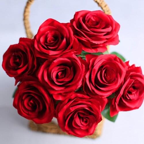 1 Bundle Artificial Flower 9 Heads Rose Bouquet Silk Flower Decorative Wedding Decoration Flower Wall Home Garden Decoration