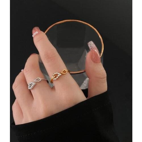 KISS WIFE New Fashion Leaves Branch Shaped Rhinestone Ring For Women Girls Crystal Open Ring 2021Trend Fashion Jewelry Gifts