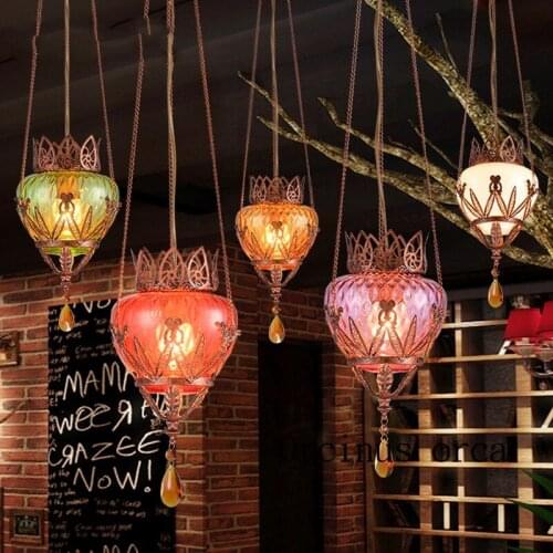 Turkey style small chandelier Southeast Asian style personalized dining table bar glass pendant lamp Postage free