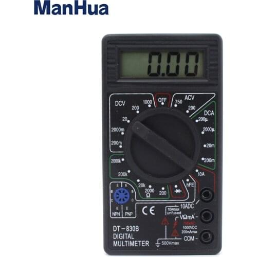 Manhua Mini Digital Multimeter DT-830B with LCD Display Meter Test Probe DC AC