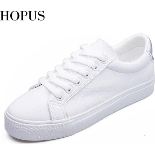 Fashion Shoes Womens Vulcanize Shoes Spring New Casual Classic Solid Color PU Leather Shoes Women Casual White Shoes Sneakers