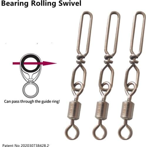 New Strong Bearing Rolling Swivel Pike Fishing Accessories Connector Pin Stainless Steel Snap Fishhook Lure Swivels Tackle