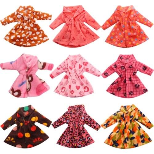 1 Set Long Sleeve Soft Fur Coat Handmade Clothes Dresses Grows Outfit Flannel Coat For Barbies Doll Dress For Girls Best Gift
