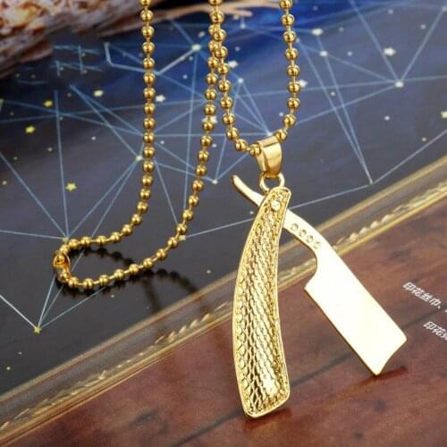 Hairdressing Knife Popular Hip Hop Alloy Mosaic Zircon Pendant Chain Necklace Fashion Charm Personality Jewelry Accessories