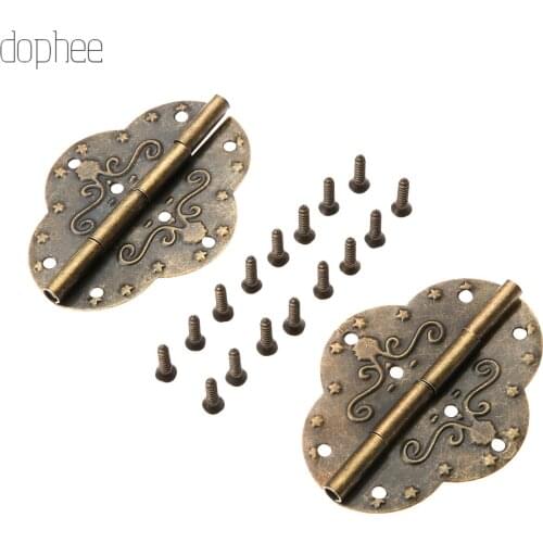 Dophee 2/4//10/12pcs antique hinged metal printing small wooden gift box hinge 6 small holes box hinge