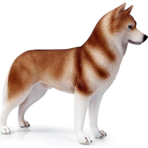 Simulation Husky Dog Plastic Animal Model Desktop Ornament Decor Children Toy