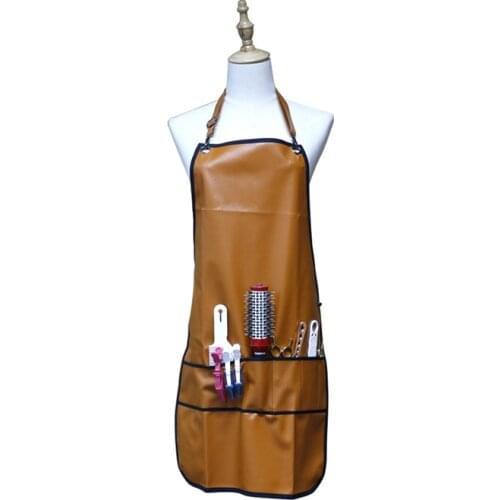 Professional Barber Apron With Pockets Leather Waterproof PU Hairdressing Apron Cape Barber Hair Cutting Cloth Barber Hair Apron