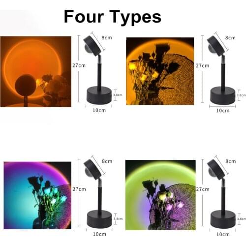 Rainbow Sunset Led USB Night Light Projector Atmosphere Table Lamps Background Wall Decoration Modern Colorful Bedroom Desk Lamp