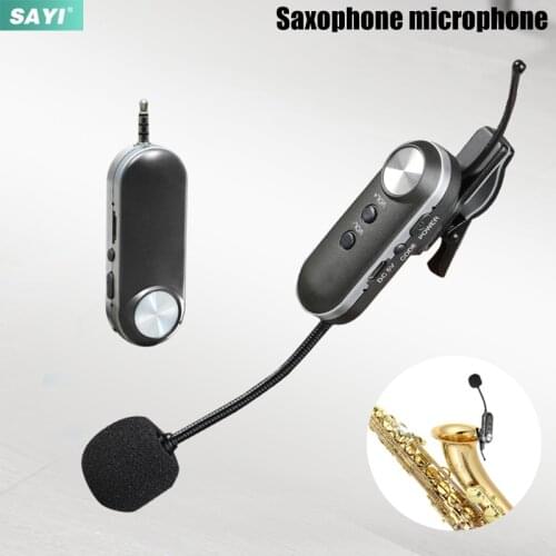 SAYI T6 UHF Ominidirectional Saxophone Instruments Wireless Microphone with Receiver and Transmitter Condenser for Trumpets Tuba