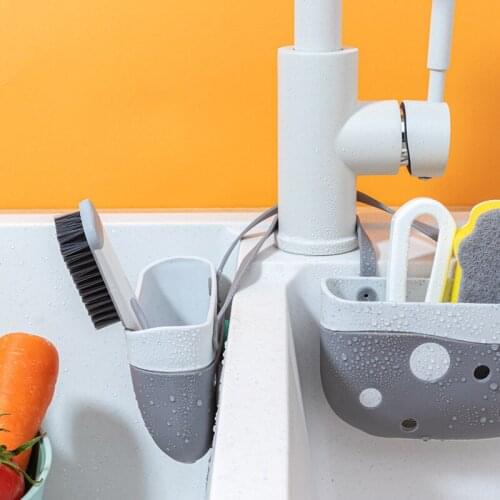 Kitchen Sink Drain Basket Hanging Bag Faucet Rack Sink Free Perforation Bathroom Storage Adjustable Hanging Basket