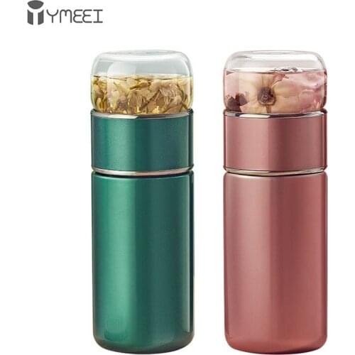 YMEEI Thermos Vacuum Flask Tea Water Bottle With Glass Lid Separation Filter Stainless Steel Thermoses Tea Coffee Cup Drinkware